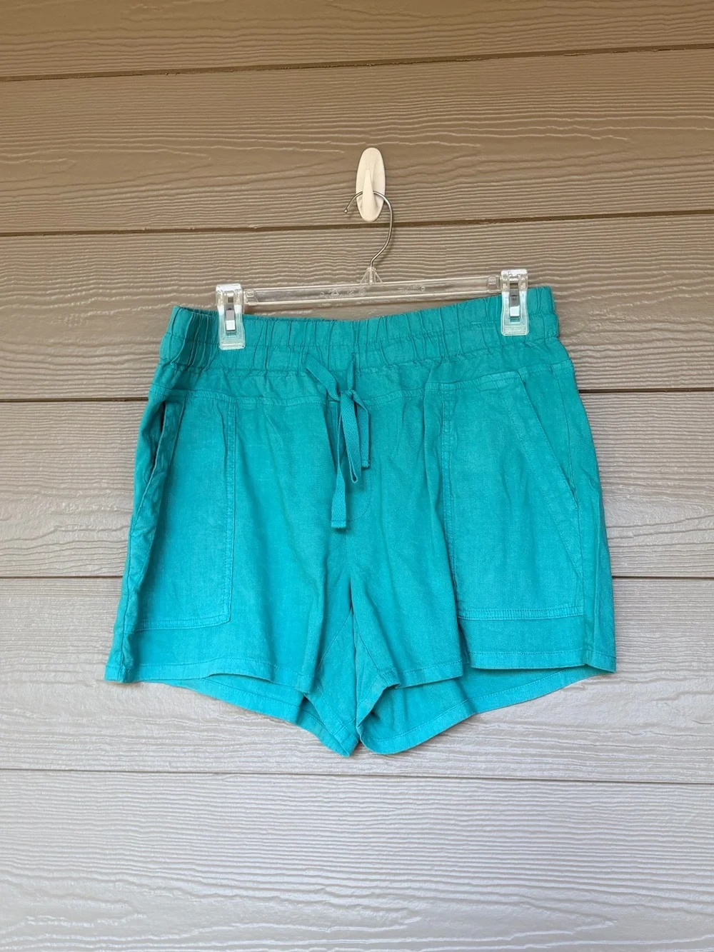 Kut from the Kloth Teal Drawstring Linen-Blend Women's Shorts Size Medium